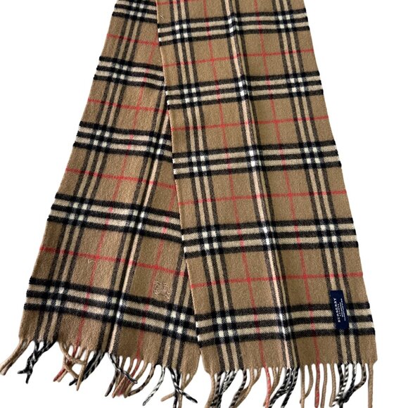 Burberry Accessories - Burberry Classic Check Scarf Beige 100% Cashmere Unisex Scarf Made In England